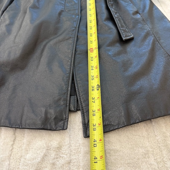 Vintage Express Black Leather Trench Coat Size Large - Picture 3 of 7